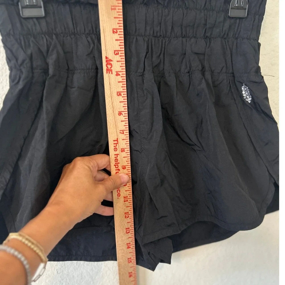 FP Movement Free People The Way Home Shorts Black High Rise Smocked Waist Sz M